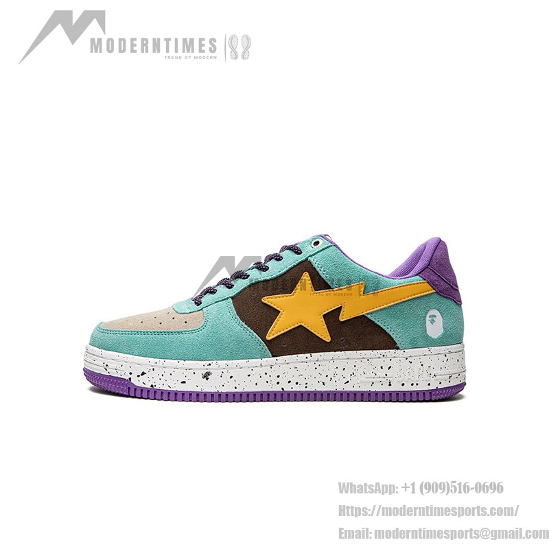 BAPE Bapesta 2 ブラウンイエロー | 個性的なストリートウェアスニーカー BAPE Bapesta 2 ブラウン&イエロー スプラッシュデザインスニーカー