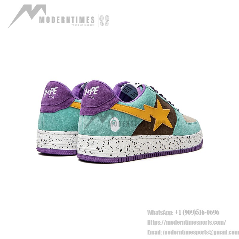 BAPE Bapesta 2 ブラウンイエロー | 個性的なストリートウェアスニーカー BAPE Bapesta 2 ブラウン&イエロー スプラッシュデザインスニーカー