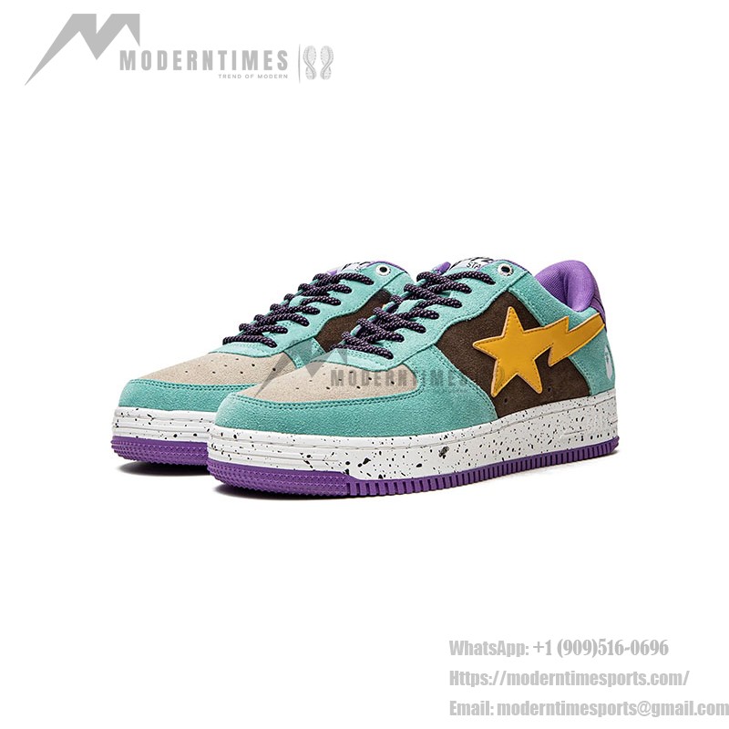 BAPE Bapesta 2 ブラウンイエロー | 個性的なストリートウェアスニーカー BAPE Bapesta 2 ブラウン&イエロー スプラッシュデザインスニーカー