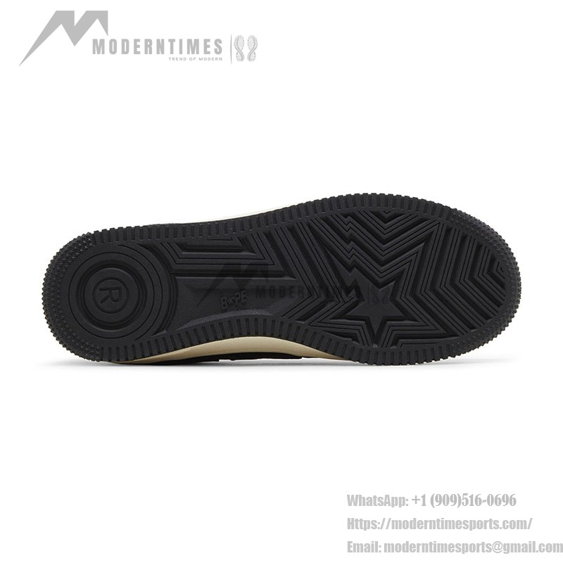 BAPE Bapesta Low Suede Heel ブラック | ミニマルなレザー&スエードスニーカー BAPE Bapesta Low Suede Heel ブラック レザー&スエードスニーカー