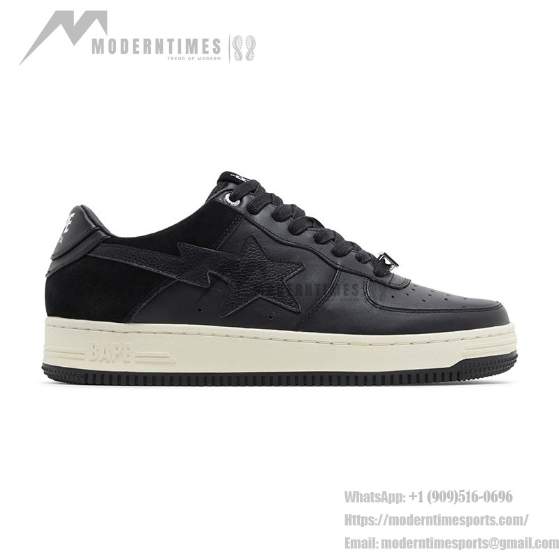 BAPE Bapesta Low Suede Heel ブラック | ミニマルなレザー&スエードスニーカー BAPE Bapesta Low Suede Heel ブラック レザー&スエードスニーカー
