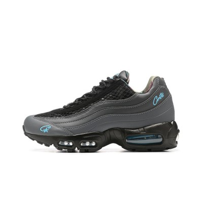 Corteiz x Nike Air Max 95「エーゲアンストーム」FB2709-002 | ブラックグレー・ブルーコラボ復刻ランニングシューズ | エアクッショントレンドスニーカー | 男女兼用