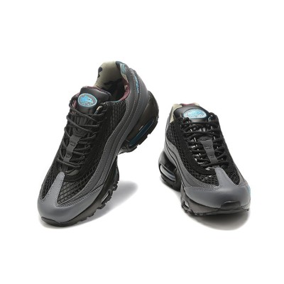 Corteiz x Nike Air Max 95「エーゲアンストーム」FB2709-002 | ブラックグレー・ブルーコラボ復刻ランニングシューズ | エアクッショントレンドスニーカー | 男女兼用