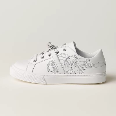 Hermes Mens Sneaker H232176Z 90350 | White Luxury Fashion Shoes with Iconic Perforated Design