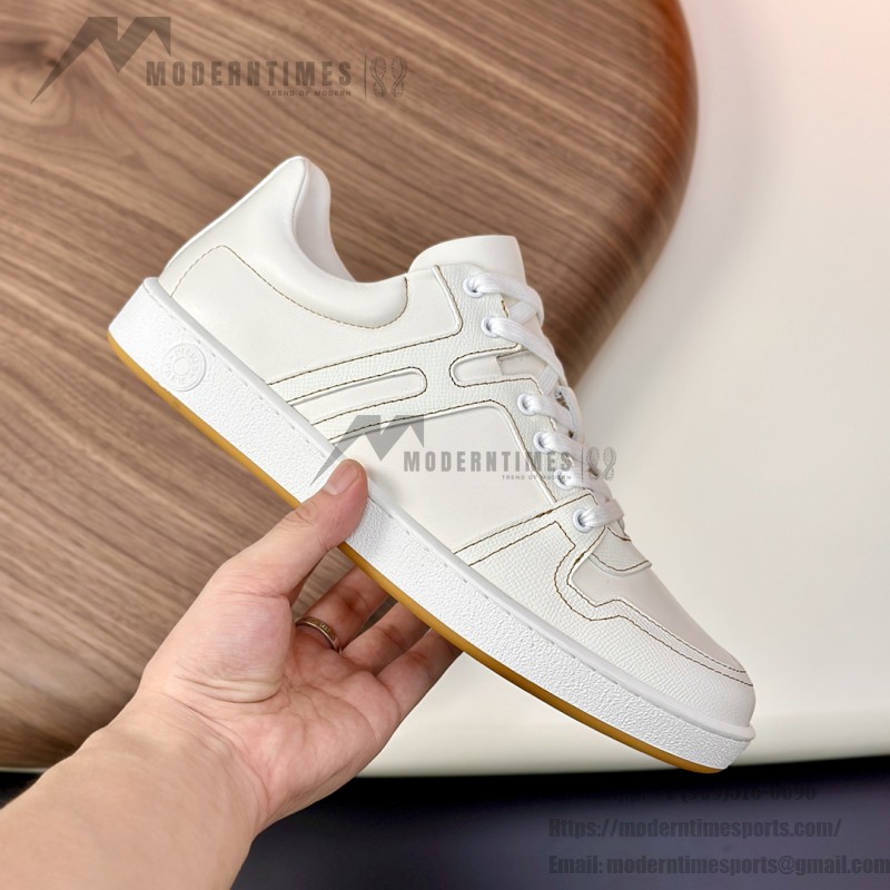 Hermes H242933Z H69440 All-White Sneakers – Clean, Iconic Luxury Style Hermes Mens Sneaker H242933Z H69440 in All-White – Front View of Premium White Leather Sneakers with Minimalist Design