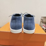 Hermes Mens Sneaker H251921Z HBT390 Blue Suede Luxury Casual Shoes Hermes Mens Sneaker H251921Z HBT390 in Blue Suede – Front View
