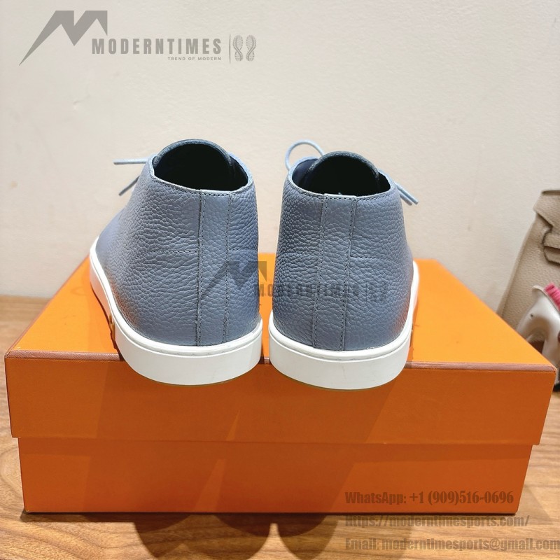 Hermes Mens Sneaker H251921Z HBT390 Blue Suede Luxury Casual Shoes Hermes Mens Sneaker H251921Z HBT390 in Blue Suede – Front View