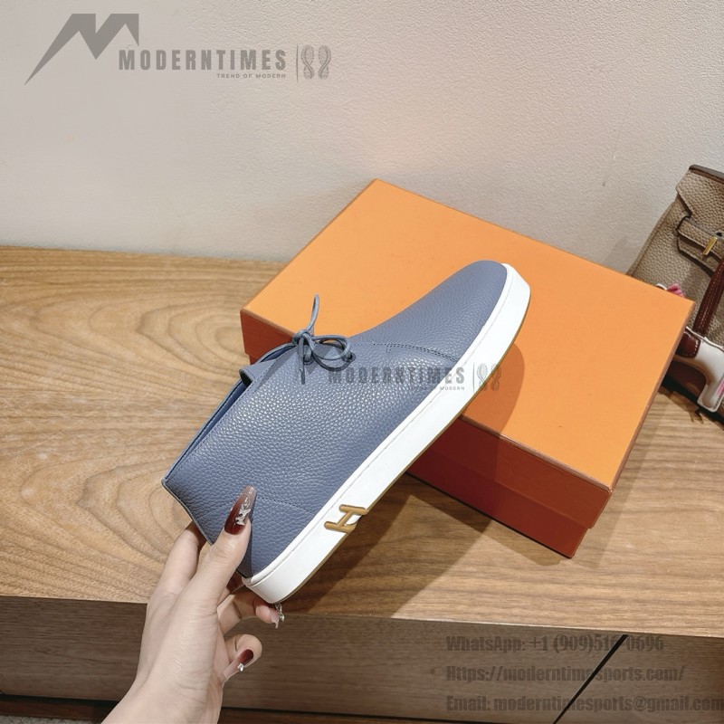 Hermes Mens Sneaker H251921Z HBT390 Blue Suede Luxury Casual Shoes Hermes Mens Sneaker H251921Z HBT390 in Blue Suede – Front View