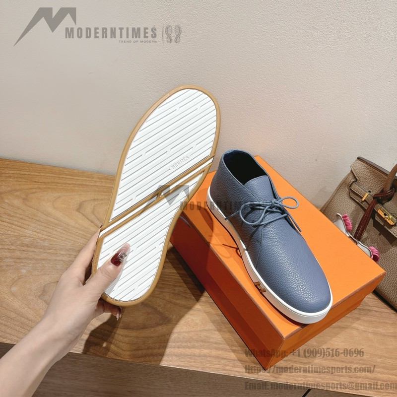 Hermes Mens Sneaker H251921Z HBT390 Blue Suede Luxury Casual Shoes Hermes Mens Sneaker H251921Z HBT390 in Blue Suede – Front View