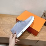 Hermes Mens Sneaker H251921Z HBT390 Blue Suede Luxury Casual Shoes Hermes Mens Sneaker H251921Z HBT390 in Blue Suede – Front View