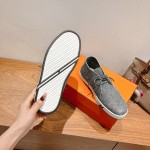 Hermes Mens Sneaker H251921Z HBT390 Black Leather Casual Shoes Hermes Mens Sneaker H251921Z HBT390 in Black Leather – Front View