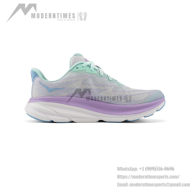 HOKA Clifton 9 | Mint Green & Purple | Premium Comfort and Performance HOKA Clifton 9 1131170-SOLM in Mint Green & Purple with Lightweight Cushioning