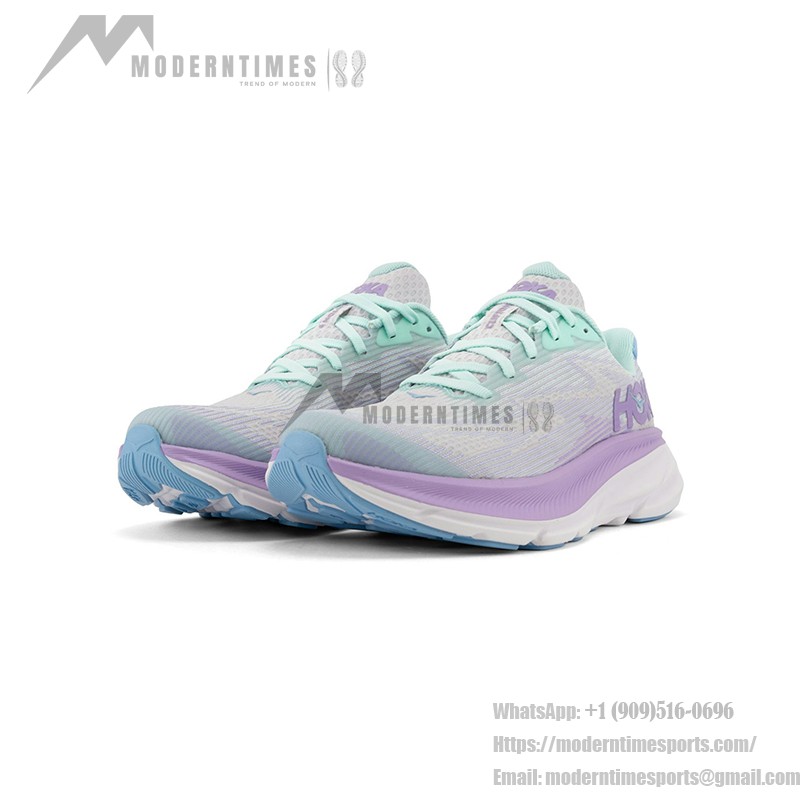 HOKA Clifton 9 | Mint Green & Purple | Premium Comfort and Performance HOKA Clifton 9 1131170-SOLM in Mint Green & Purple with Lightweight Cushioning