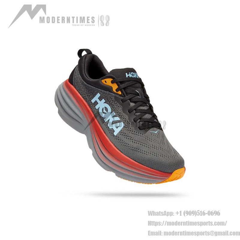 HOKA ONE ONE Bondi 8 1123202-ACTL 軽量クッションシューズ HOKA ONE ONE Bondi 8 ランニングシューズ - アンソラサイトブルー&レッド 軽量クッションスニーカー