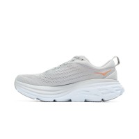 HOKA Bondi 8 ワイド ランニングシューズ 1127954-HMLR｜ライトグレー/オレンジ｜長時間使用のための快適なクッション