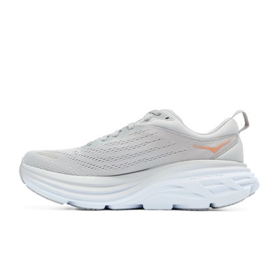HOKA Bondi 8 ワイド ランニングシューズ 1127954-HMLR｜ライトグレー/オレンジ｜長時間使用のための快適なクッション