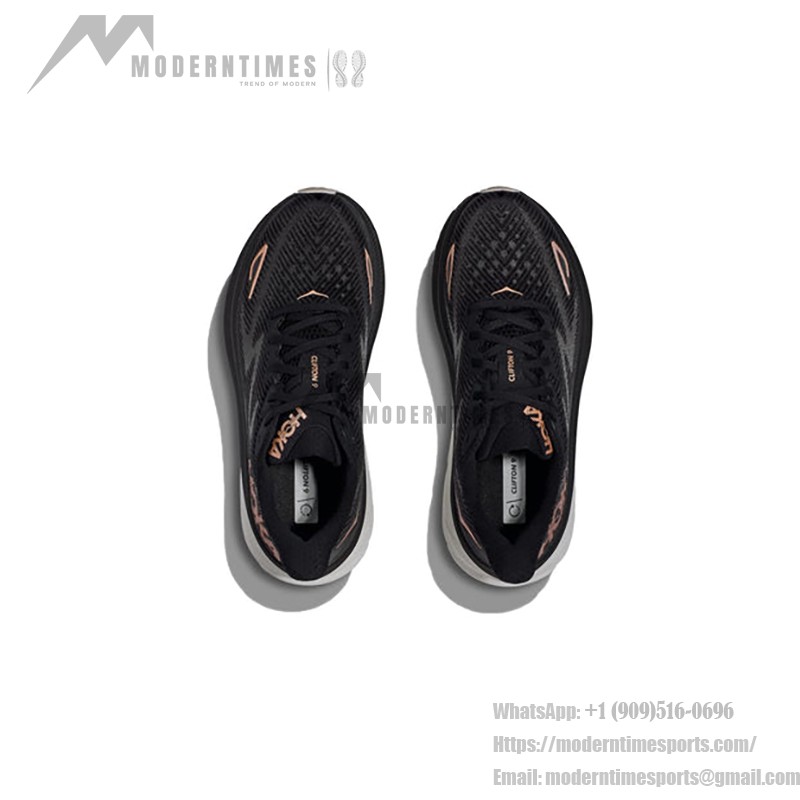 HOKA Clifton 9 1127896-BRGL Running Shoes – Black & Rose Gold HOKA ONE ONE Clifton 9 Running Shoes in Black and Rose Gold