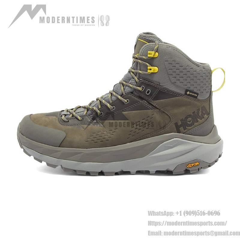 HOKA ONE ONE Kaha GTX Hiking Boots (1112030-CGGS) - Charcoal Grey/Green Sheen, Waterproof with Vibram Outsole HOKA ONE ONE Kaha GTX Hiking Boots in Charcoal Grey/Green Sheen with GORE-TEX Waterproof Technology and Vibram Megagrip Outsole, Model 1112030-CGGS