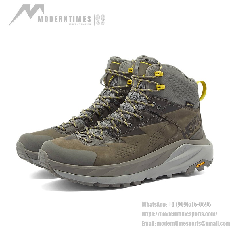 HOKA ONE ONE Kaha GTX Hiking Boots (1112030-CGGS) - Charcoal Grey/Green Sheen, Waterproof with Vibram Outsole HOKA ONE ONE Kaha GTX Hiking Boots in Charcoal Grey/Green Sheen with GORE-TEX Waterproof Technology and Vibram Megagrip Outsole, Model 1112030-CGGS