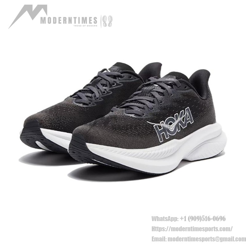 Hoka One One Mach 6 軽量クッション性ブラック&ホワイトスニーカー | 1147790-BWHT Hoka One One Mach 6 ランニングシューズ - モデル 1147790-BWHT