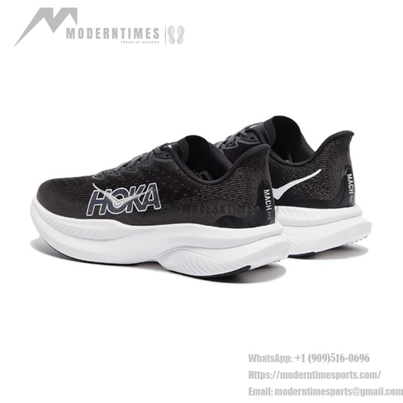 Hoka One One Mach 6 軽量クッション性ブラック&ホワイトスニーカー | 1147790-BWHT Hoka One One Mach 6 ランニングシューズ - モデル 1147790-BWHT