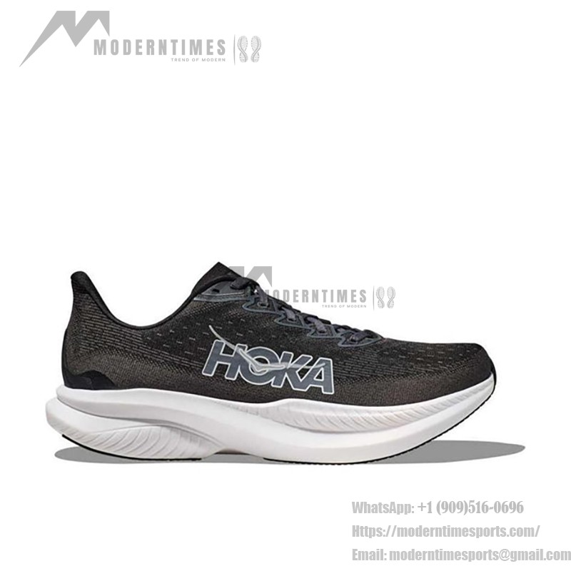 Hoka One One Mach 6 軽量クッション性ブラック&ホワイトスニーカー | 1147790-BWHT Hoka One One Mach 6 ランニングシューズ - モデル 1147790-BWHT