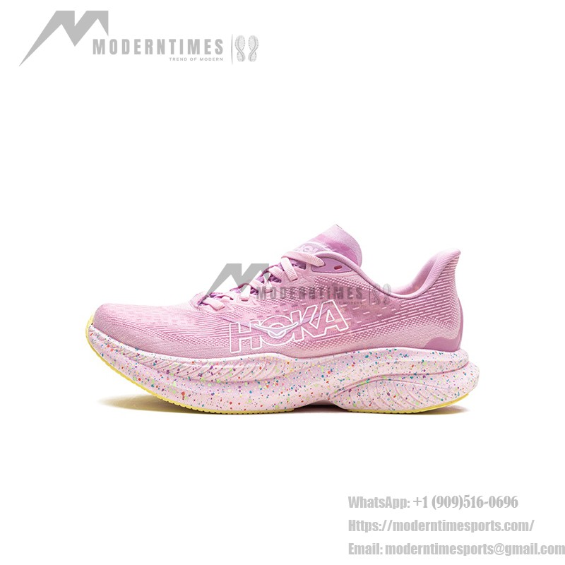 HOKA Mach 6 ランニングシューズ 1147810-PGH|ピンクトワイライト&レモネード|軽量&スタイリッシュ HOKA Mach 6 ランニングシューズ、ピンクトワイライトとレモネードカラー、軽量クッションとスタイリッシュなデザイン。