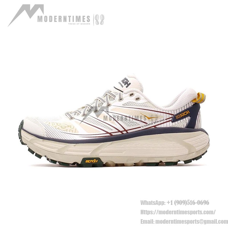 HOKA Mafate Speed 2 Trail Running Sneakers in Alabaster & Oat Milk HOKA ONE ONE Mafate Speed 2 Alabaster & Oat Milk Trail Running Shoes