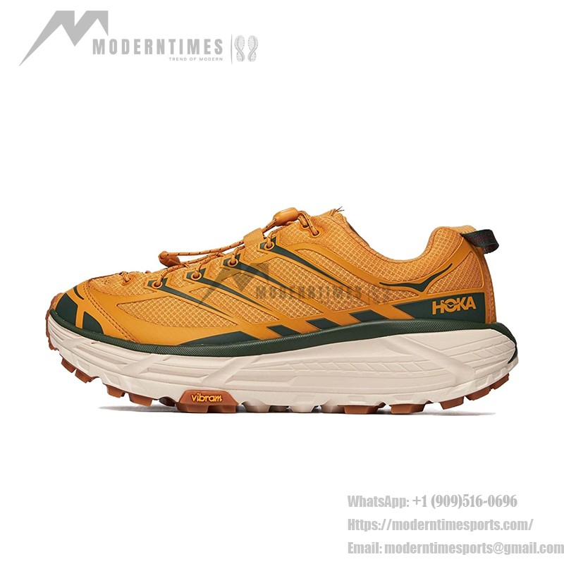 Hoka One One Mafate Three 2 軽量クッション性ゴールデンイエロースニーカー | 1141572-GLW Hoka One One Mafate Three 2 トレイルランニングシューズ - ゴールデンイエローモデル 1141572-GLW