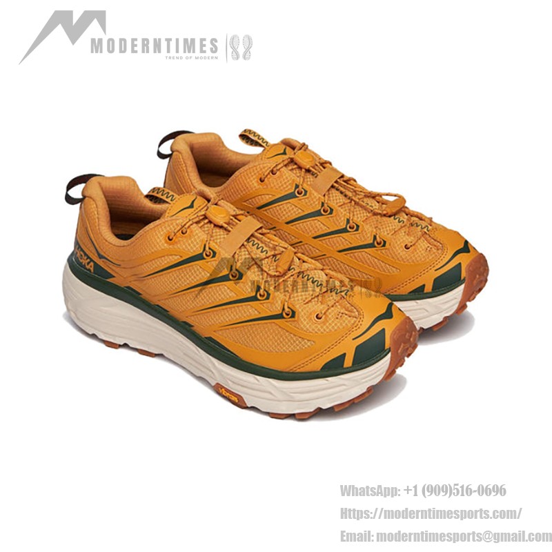 Hoka One One Mafate Three 2 軽量クッション性ゴールデンイエロースニーカー | 1141572-GLW Hoka One One Mafate Three 2 トレイルランニングシューズ - ゴールデンイエローモデル 1141572-GLW