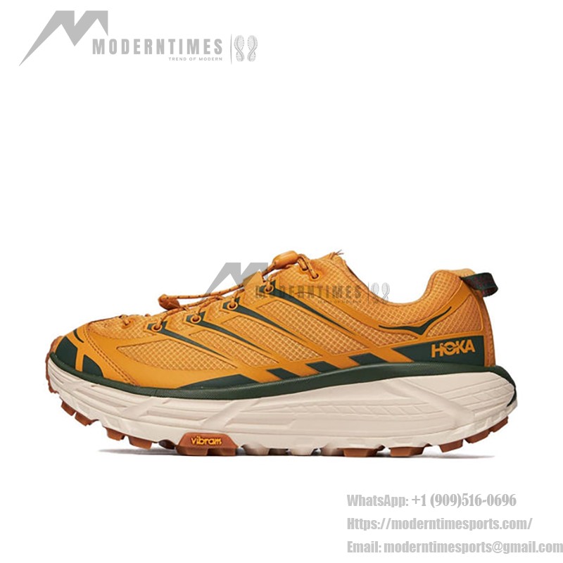 Hoka One One Mafate Three 2 軽量クッション性ゴールデンイエロースニーカー | 1141572-GLW Hoka One One Mafate Three 2 トレイルランニングシューズ - ゴールデンイエローモデル 1141572-GLW