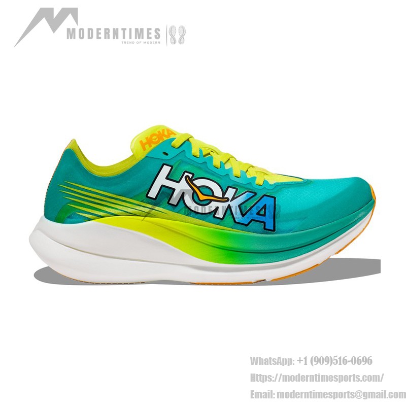 HOKA Rocket X 2 Running Shoes 1127927-CEPR | Ultra-Light Racing Shoes in Ceramic & Evening Primrose HOKA Rocket X 2 Running Shoes in Ceramic & Evening Primrose with a carbon fiber plate and ultra-lightweight design.