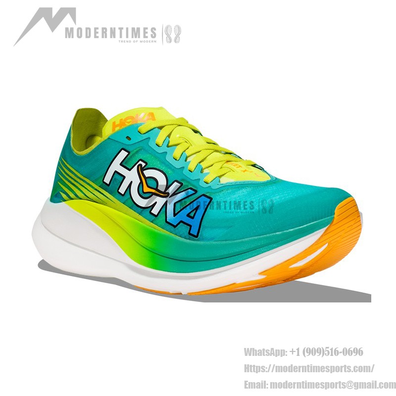 HOKA Rocket X 2 Running Shoes 1127927-CEPR | Ultra-Light Racing Shoes in Ceramic & Evening Primrose HOKA Rocket X 2 Running Shoes in Ceramic & Evening Primrose with a carbon fiber plate and ultra-lightweight design.