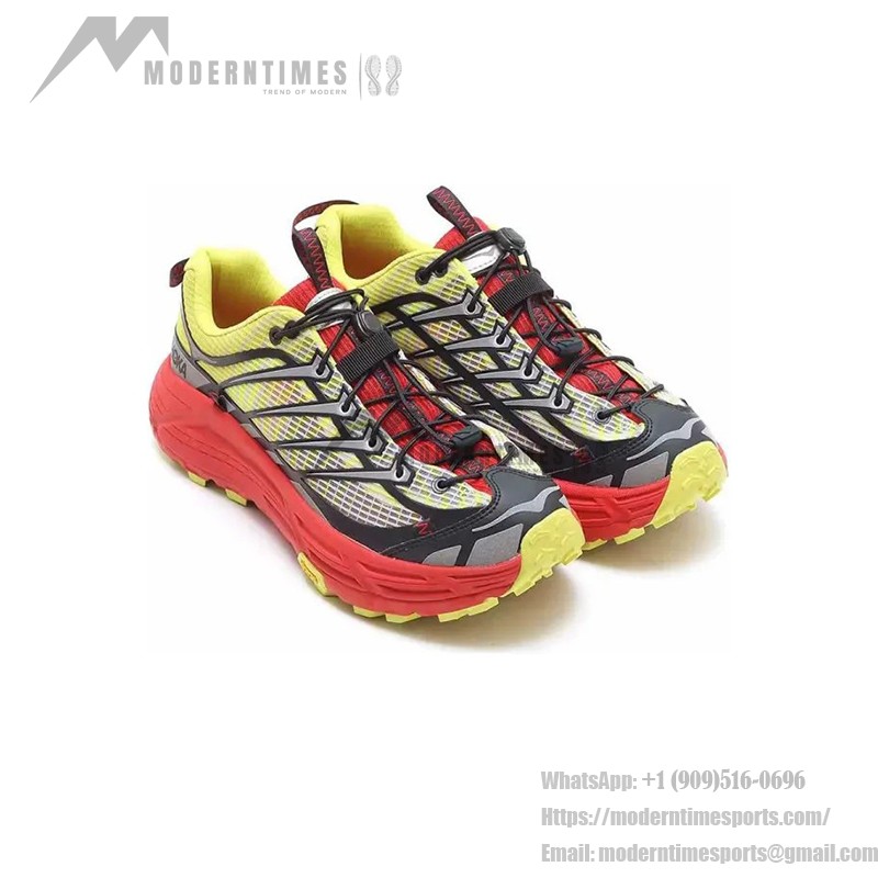 HOKA ONE ONE Speedgoat 5 Trail Running Shoes - Durable Red-Yellow Non-Slip Sneakers HOKA ONE ONE Speedgoat 5 1153891-HRK Trail Running Shoes in Red and Yellow