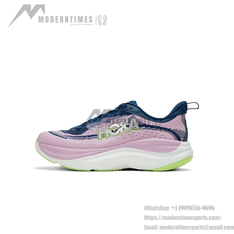 HOKA Skyflow Running Shoes 1155113-MTW | Lightweight & Stylish Design HOKA Skyflow Running Shoes in Midnight & Pink Twilight with lightweight cushioning and breathable mesh upper.