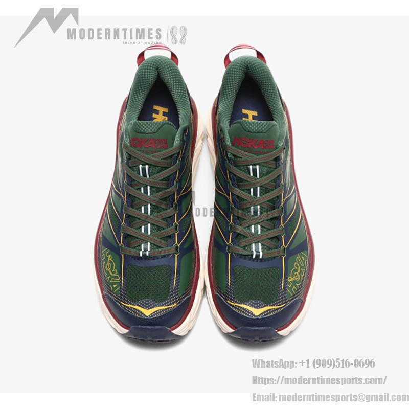HOKA ONE ONE Mafate Speed 2 Trail Running Shoes (1126851-MVOS) - Green, Burgundy & Cream HOKA ONE ONE Mafate Speed 2 Trail Running Shoes in Green, Burgundy, and Cream, Model 1126851-MVOS