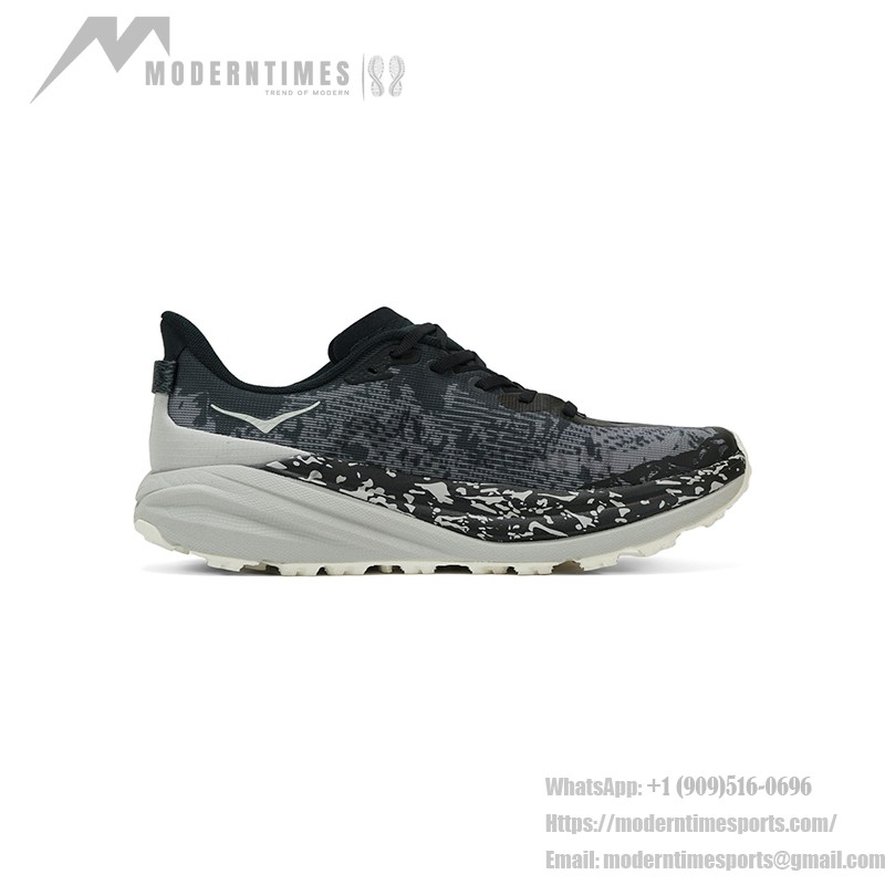 HOKA Speedgoat 6 Men's Trail Running Shoes (1147791-BKSTR) - Black/Stone Reflective, Vibram Megagrip Outsole HOKA Speedgoat 6 Men's Trail Running Shoes in Black/Stone Reflective with Vibram Megagrip Outsole, Model 1147791-BKSTR