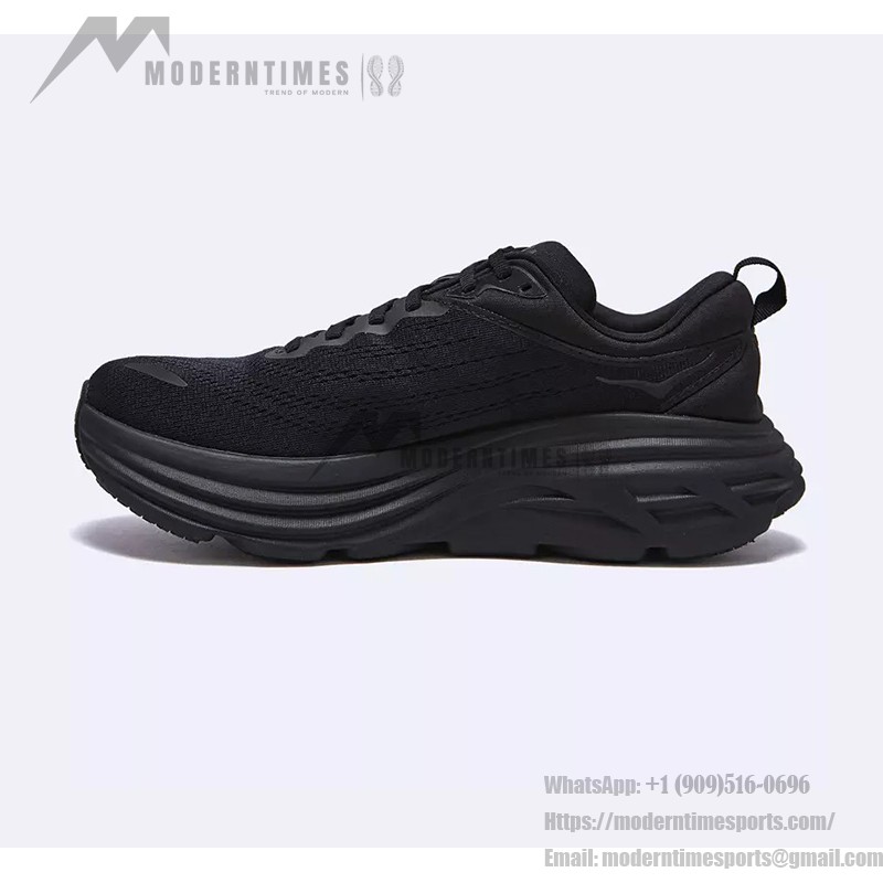 Hoka Bondi 8 All-Black Sneakers | 1127953-BBLC Hoka Bondi 8 All-Black Cushioned Running Shoes - Model 1127953-BBLC