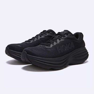 Hoka Bondi 8 オールブラックランニングシューズ｜1127953-BBLC｜厚底スニーカー｜日常用多機能トレーナー