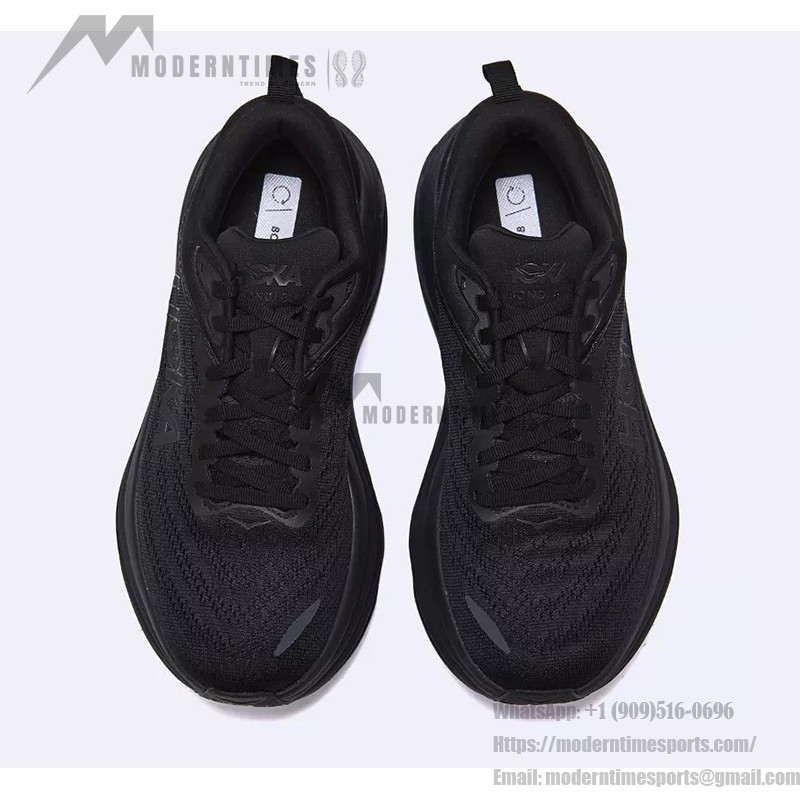 Hoka Bondi 8 All-Black Sneakers | 1127953-BBLC Hoka Bondi 8 All-Black Cushioned Running Shoes - Model 1127953-BBLC