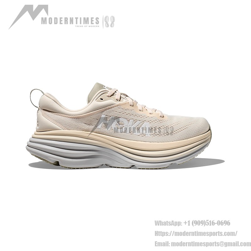 HOKA Bondi 8 Running Shoes 1123202-OKB | Oat Milk Comfort for All-Day Wear HOKA Bondi 8 Running Shoes in Oat Milk color with cushioning and lightweight design.