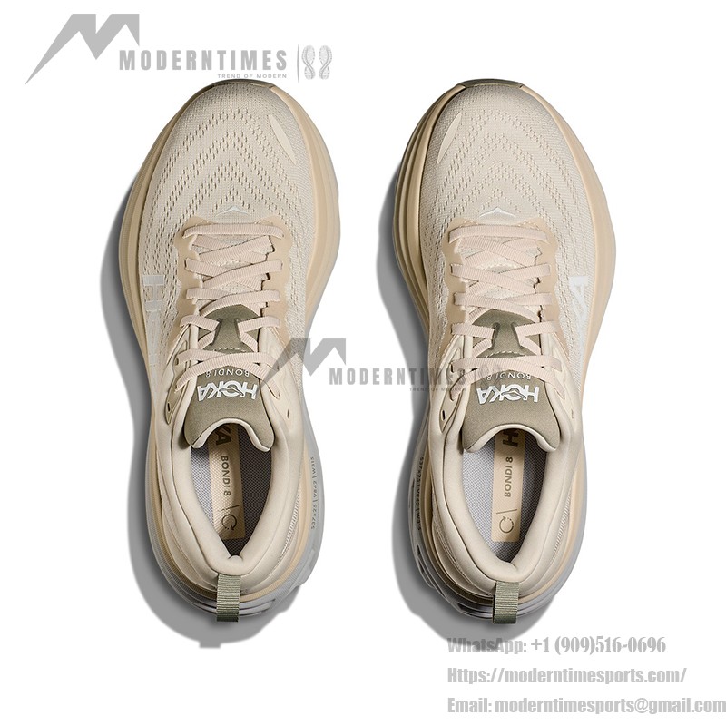 HOKA Bondi 8 Running Shoes 1123202-OKB | Oat Milk Comfort for All-Day Wear HOKA Bondi 8 Running Shoes in Oat Milk color with cushioning and lightweight design.