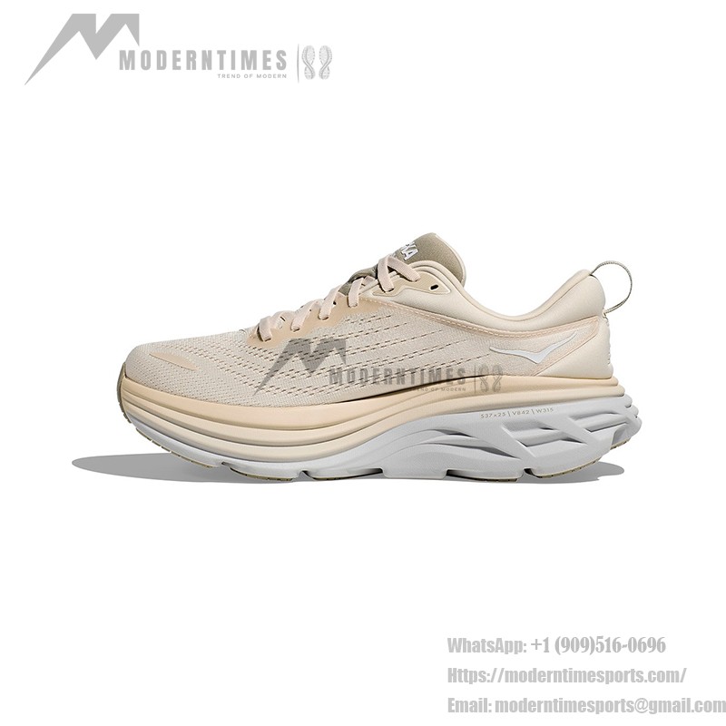 HOKA Bondi 8 Running Shoes 1123202-OKB | Oat Milk Comfort for All-Day Wear HOKA Bondi 8 Running Shoes in Oat Milk color with cushioning and lightweight design.
