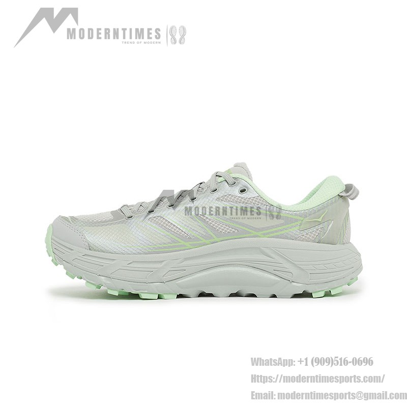 Hoka One One Mafate Speed 2 軽量クッション性グレー×グリーンスニーカー | 1126851-MHMS Hoka One One Mafate Speed 2 トレイルランニングシューズ - グレー×グリーンモデル 1126851-MHMS