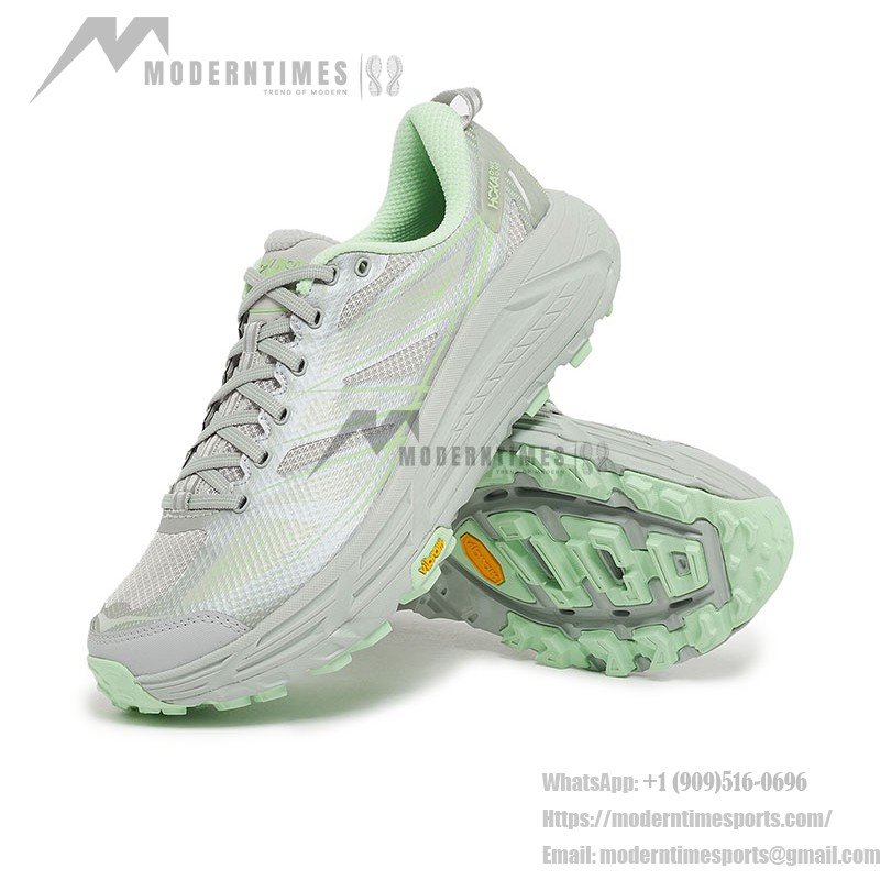Hoka One One Mafate Speed 2 軽量クッション性グレー×グリーンスニーカー | 1126851-MHMS Hoka One One Mafate Speed 2 トレイルランニングシューズ - グレー×グリーンモデル 1126851-MHMS