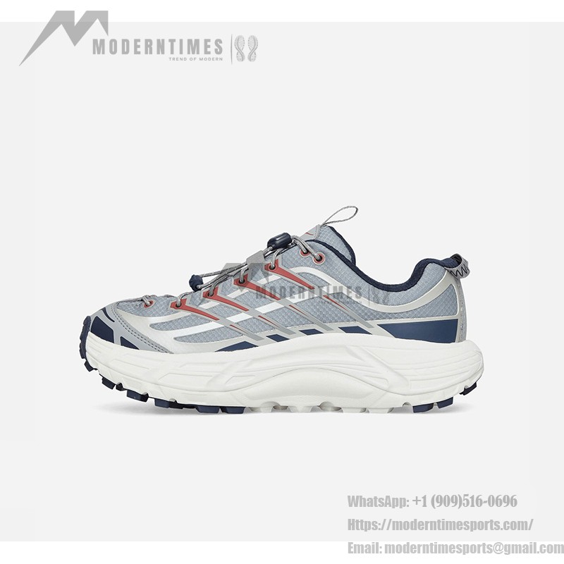 HOKA One One Women's Mafate 3 Trail Running Shoes (1141572-LOSP) - Light Blue & Navy HOKA One One Women's Mafate 3 Trail Running Shoes in Light Blue & Navy with Coral Accents, Model 1141572-LOSP