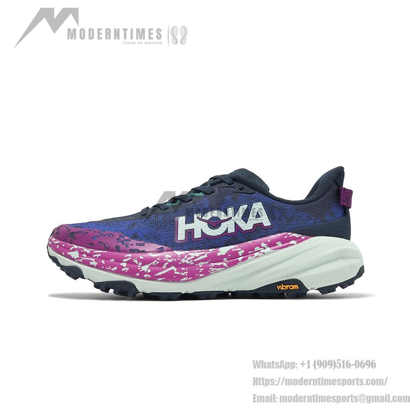 Hoka Speedgoat 6 2E Wide Trail Running Shoes (1147830-SMY) - Blue & Purple Gradient, Vibram Outsole Hoka Speedgoat 6 2E Wide Trail Running Shoes in Blue & Purple Gradient with Pink and White Accents, Vibram Outsole, Model 1147830-SMY