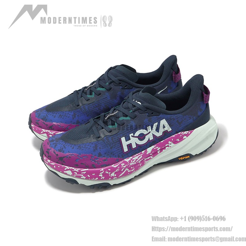 Hoka Speedgoat 6 2E Wide Trail Running Shoes (1147830-SMY) - Blue & Purple Gradient, Vibram Outsole Hoka Speedgoat 6 2E Wide Trail Running Shoes in Blue & Purple Gradient with Pink and White Accents, Vibram Outsole, Model 1147830-SMY
