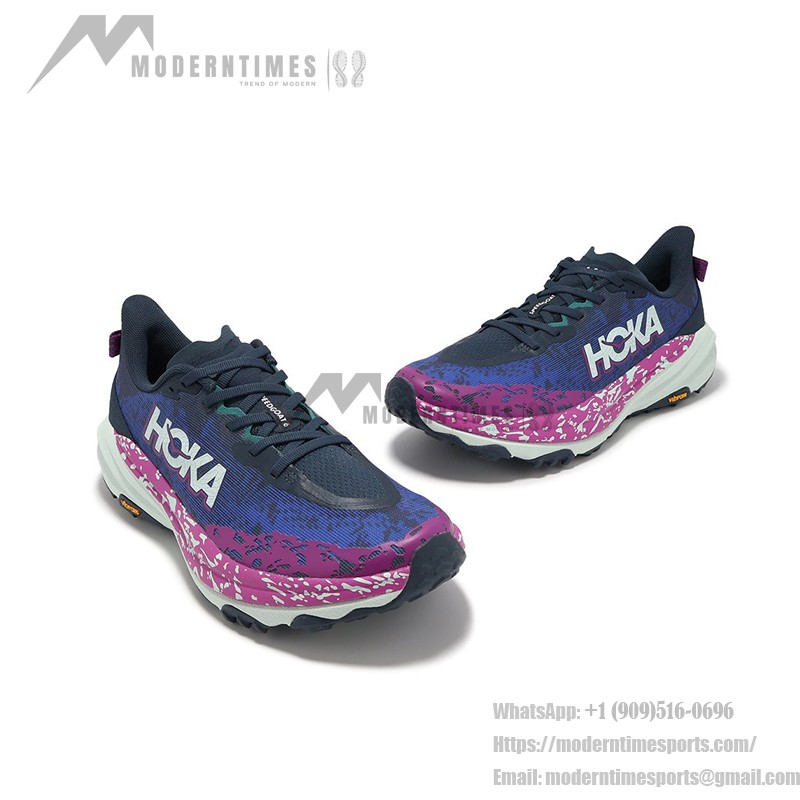Hoka Speedgoat 6 2E Wide Trail Running Shoes (1147830-SMY) - Blue & Purple Gradient, Vibram Outsole Hoka Speedgoat 6 2E Wide Trail Running Shoes in Blue & Purple Gradient with Pink and White Accents, Vibram Outsole, Model 1147830-SMY