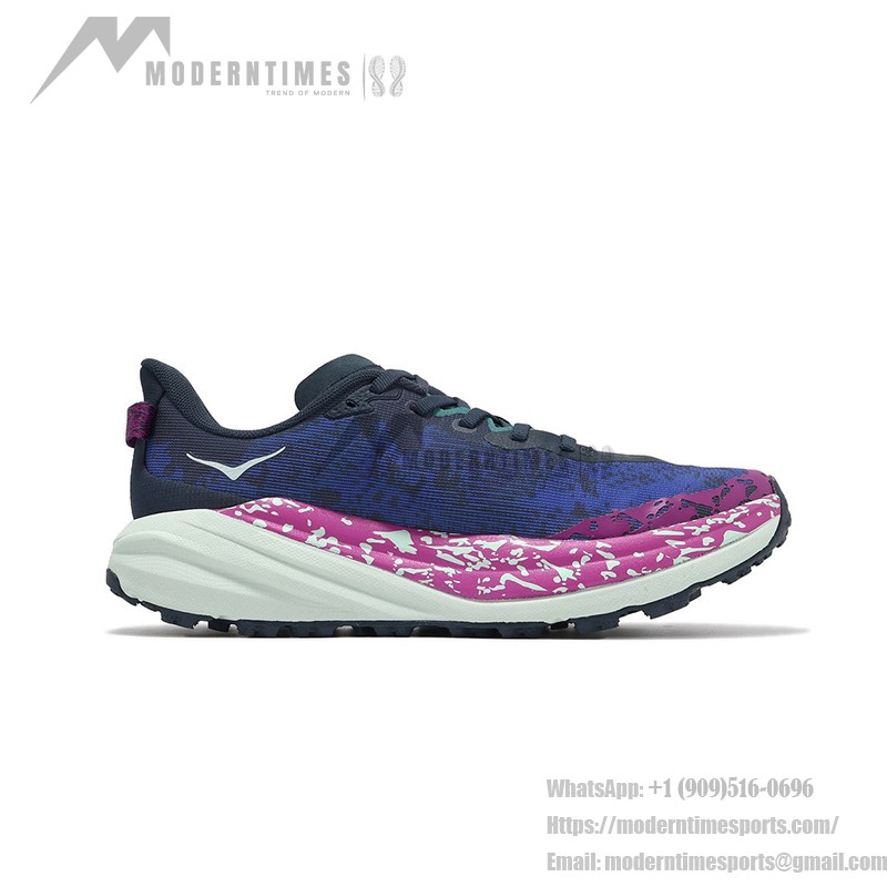Hoka Speedgoat 6 2E Wide Trail Running Shoes (1147830-SMY) - Blue & Purple Gradient, Vibram Outsole Hoka Speedgoat 6 2E Wide Trail Running Shoes in Blue & Purple Gradient with Pink and White Accents, Vibram Outsole, Model 1147830-SMY